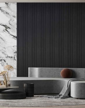 Black Stone Charcoal Louvers Panel Marble & 9.5x0.4 Ft - Pn 03396