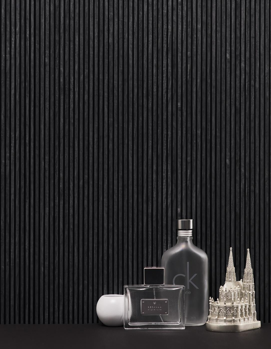 Rang Charcoal Louver Wood Black 8x1 Ft - Ra 8125