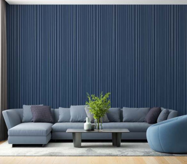 Plain Solids Charcoal Louvers Panel Colors Blue 9.5x0.4 Ft - Pn 00517