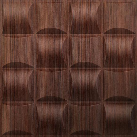 Walnut Wood Block 3D Wall Panel Brown 1.6x1.6 Ft -