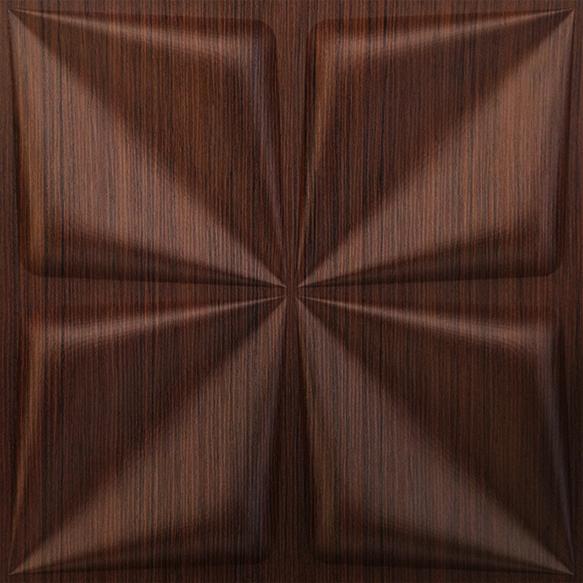 Walnut Wood Bloom 3D Wall Panel Brown 1.6x1.6 Ft -