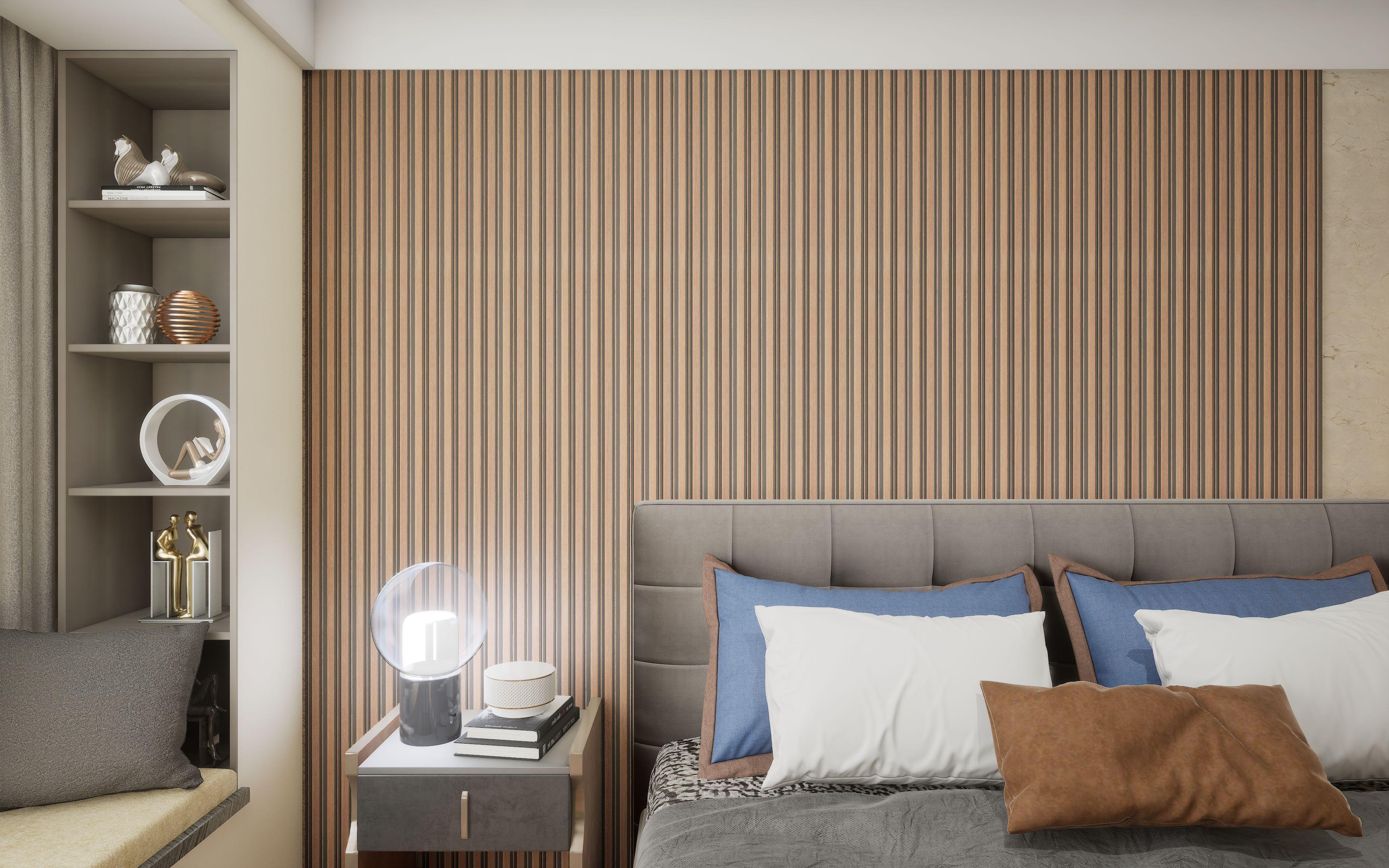 Brown Charcoal Louvers Panel Display Clads Series Wood 8x0.41 Ft - Sa 1017
