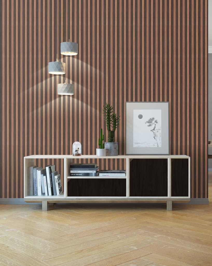 Brown Charcoal Louvers Panel Display Clads Series Wood 8x0.41 Ft - Sa 1017