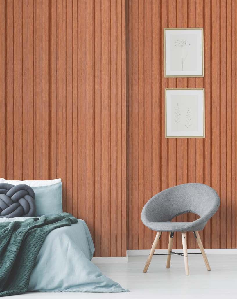 Brown Charcoal Louvers Panel Display Clads Series Wood 8x0.41 Ft - Sa 1018