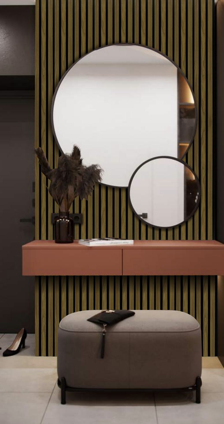 Brown Charcoal Louvers Slat Series Wood 8x0.41 Ft - Sl 902