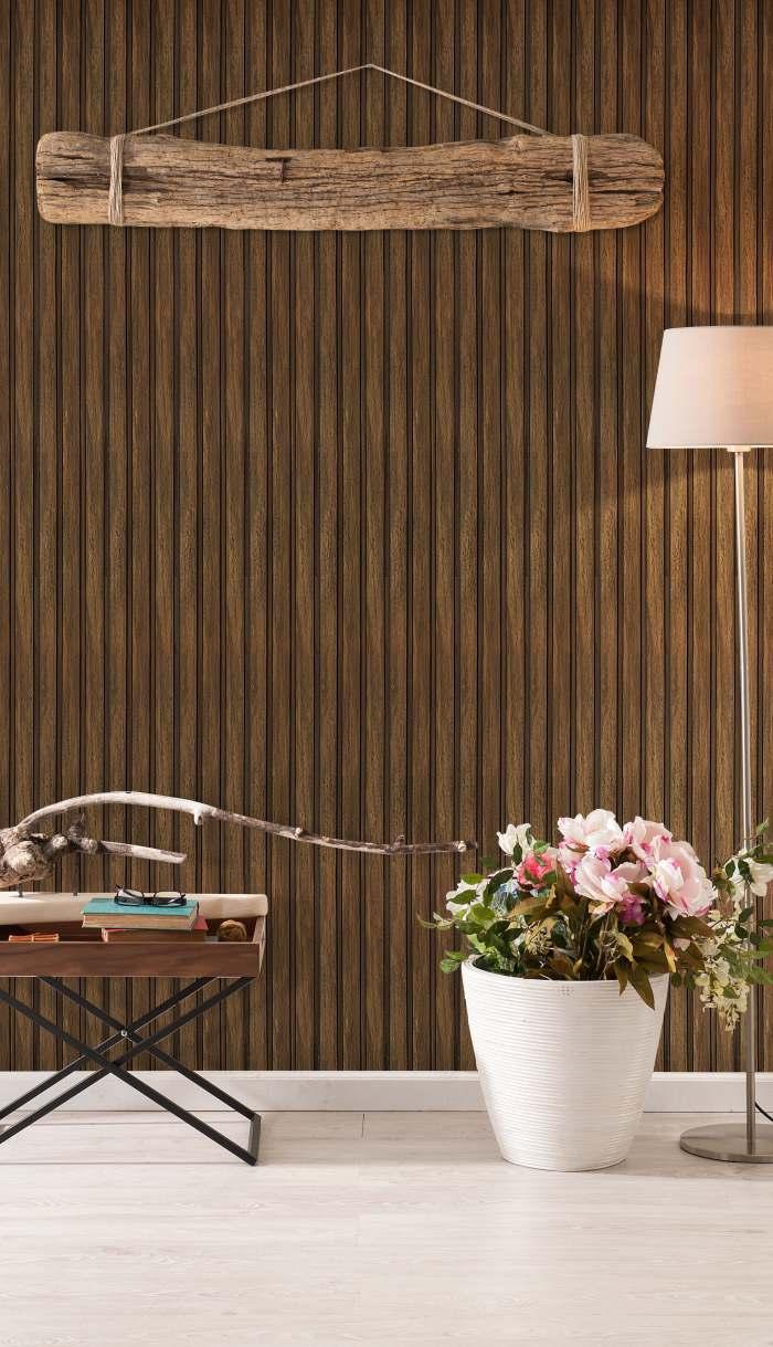 Brown Charcoal Louvers Panel Sleek & Splendid Series Wood 8x0.41 Ft - Sa 1005