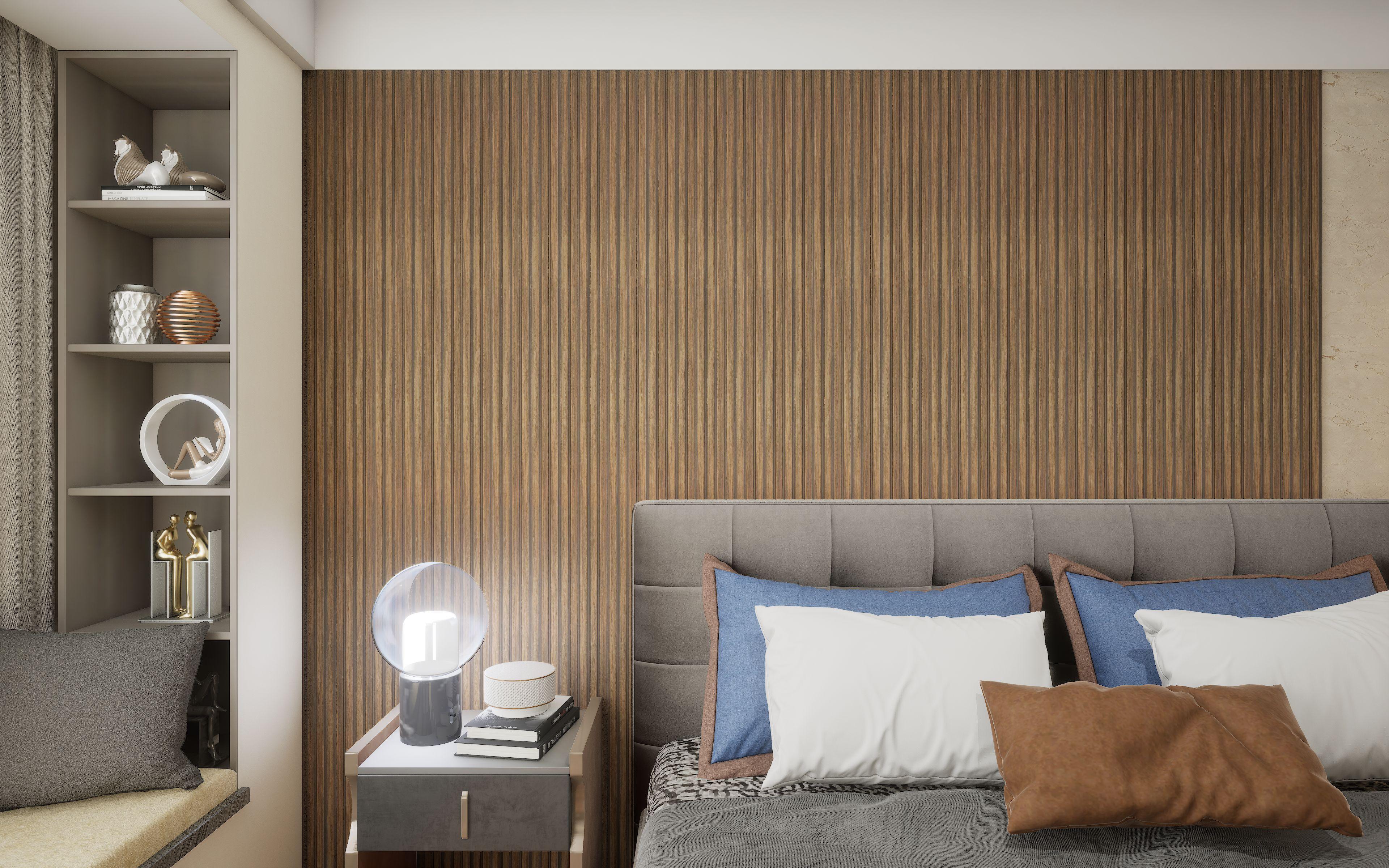 Brown Charcoal Louvers Panel Sleek & Splendid Series Wood 8x0.41 Ft - Sa 1005