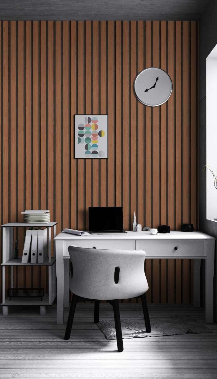 Brown Charcoal Louvers Panel Sleek & Splendid Series Wood 8x0.41 Ft - Sa 1019