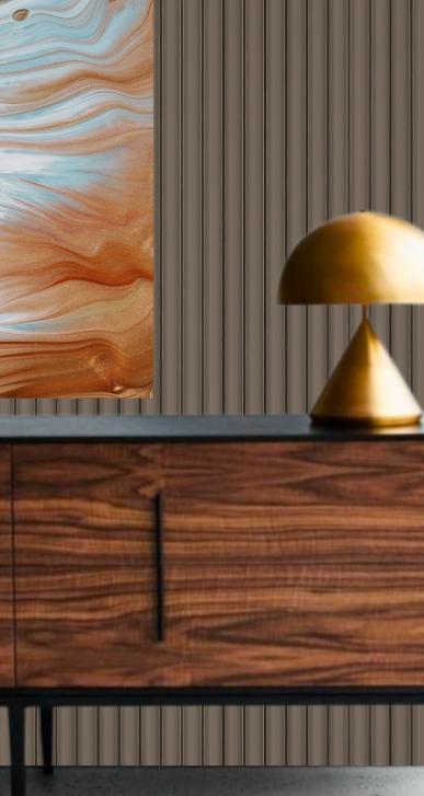 Brown Geometric Charcoal Louvers Designer 8x0.83 Ft - Ed 82013