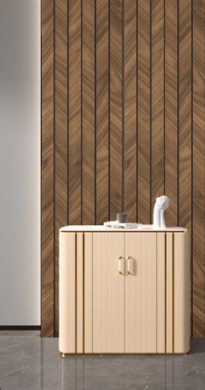 Brown Geometric Charcoal Louvers Designer 8x0.83 Ft - Ed 82016