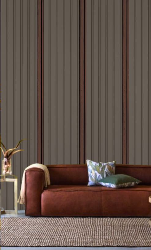 Brown Geometric Charcoal Louvers Designer 8x0.83 Ft - Ed 82021