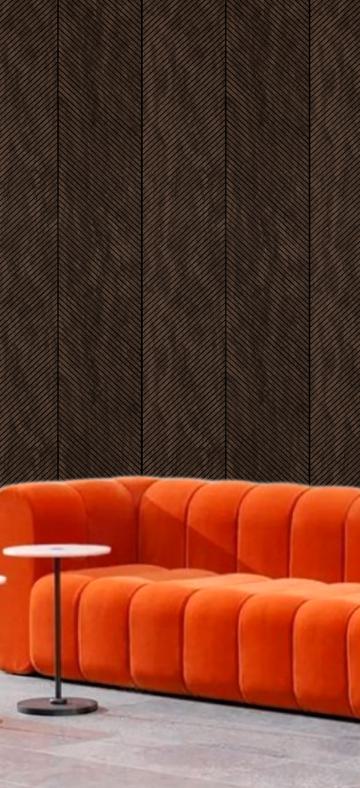 Brown Geometric Charcoal Louvers Designer 8x1 Ft - Ed12007