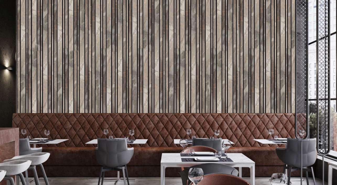 Brown Geometric Pvc Louvers Panel Designer 8x0.66 Ft - Pn 03754