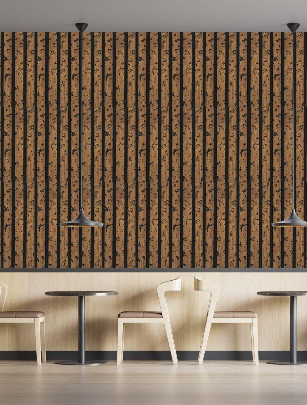 Charcoal Louvers Panel Wood Brown 9.5x0.4 Ft - Pn 03559