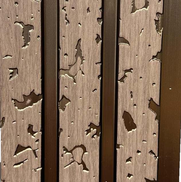Premium Charcoal Panel Wood Louvers Brown 9.5x0.4 Ft - Pn 03560