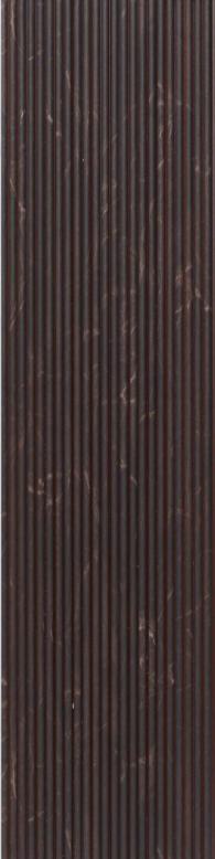 Brown marble louver with vertical slats and glossy finish showing veining pattern and smooth texture