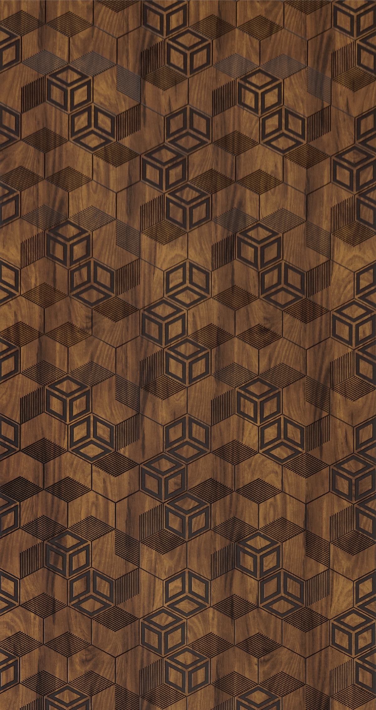 Patterned Charcoal Decorative Wall Panel Designer Brown 8x2 Ft - Pn 00370