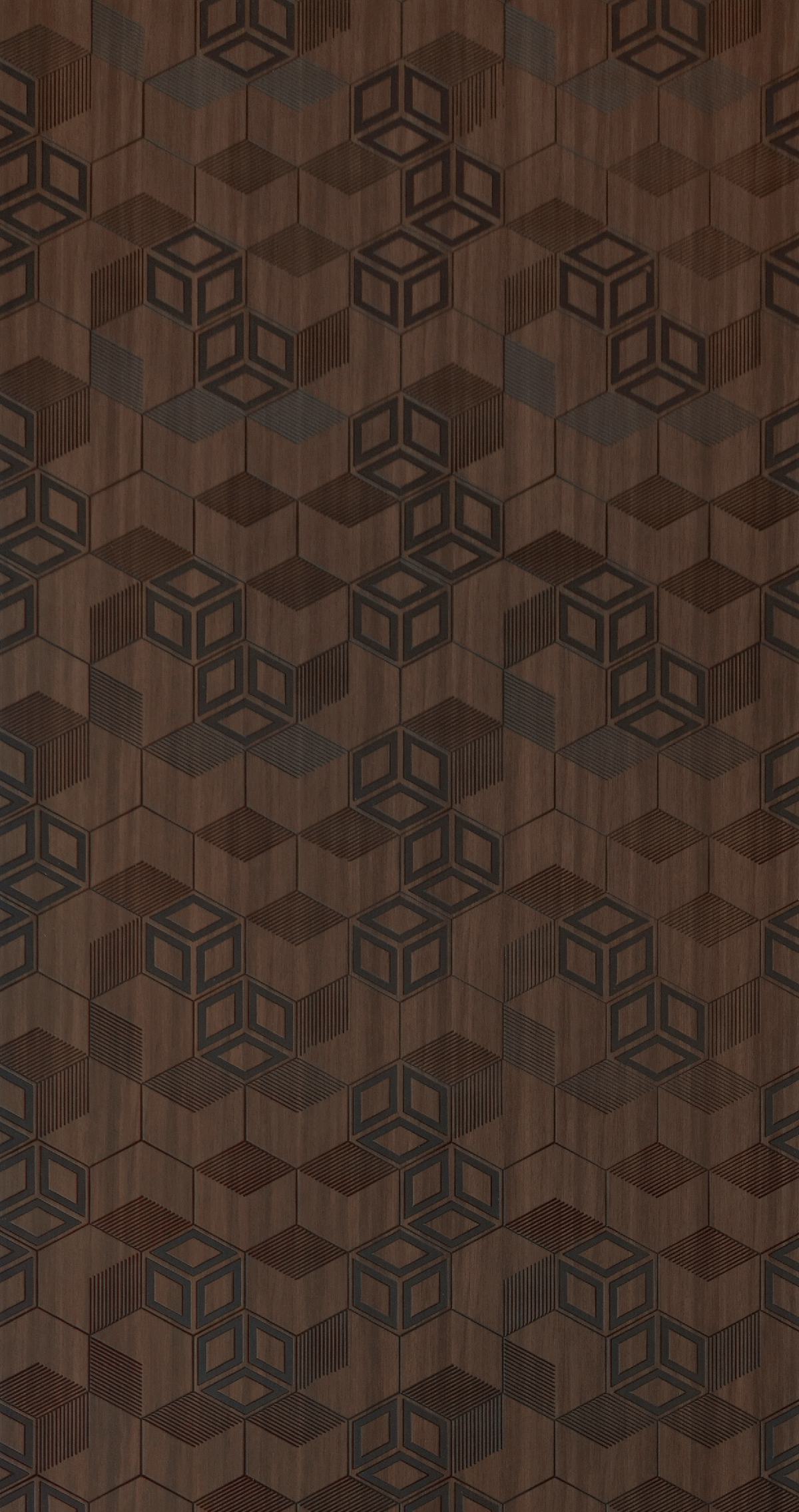 Patterned Charcoal Decorative Wall Panel Designer Brown 8x2 Ft - Pn 00370 E