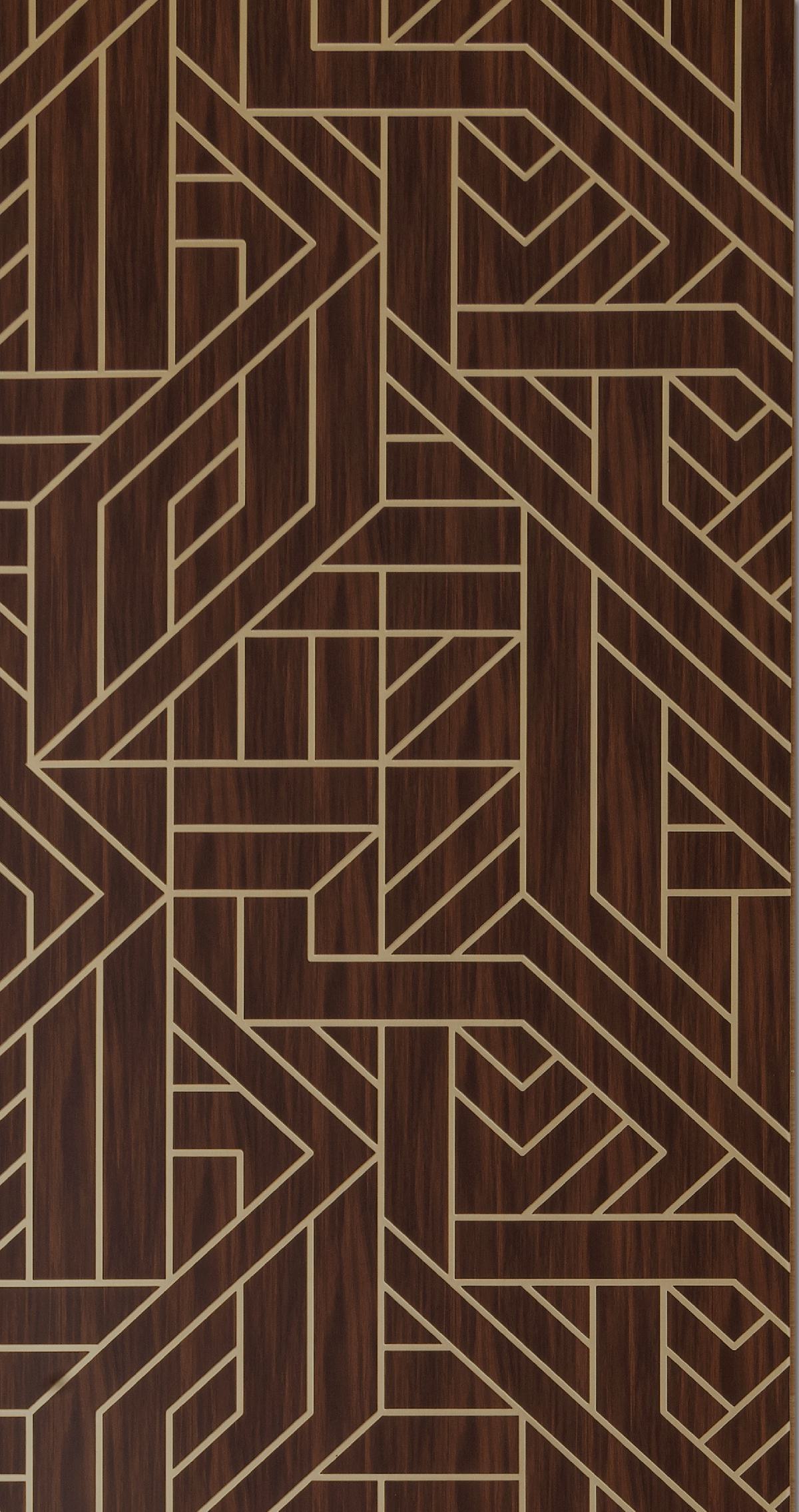 Patterned Charcoal Decorative Wall Panel Designer Brown 8x2 Ft - Pn 00372 B