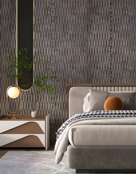 Brown Patterned Charcoal Louver Designer 8x2 Ft - Tr 9602