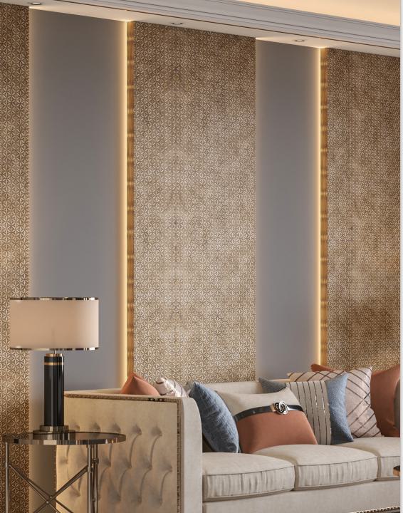 Brown Patterned Charcoal Louver Designer 8x2 Ft - Tr 9606