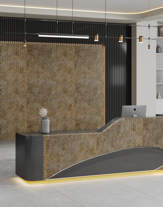 Brown Patterned Charcoal Louver Designer 8x2 Ft - Tr 9607