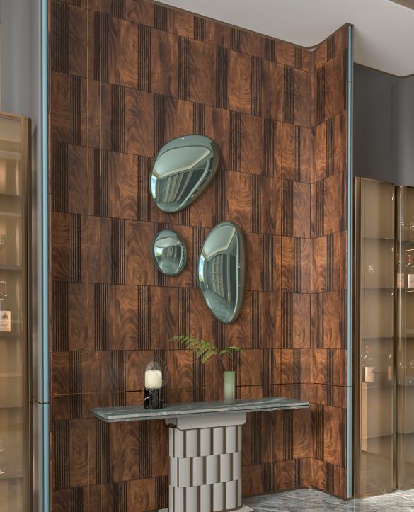 Brown Patterned Charcoal Louver Designer 8x2 Ft - Tr 9615