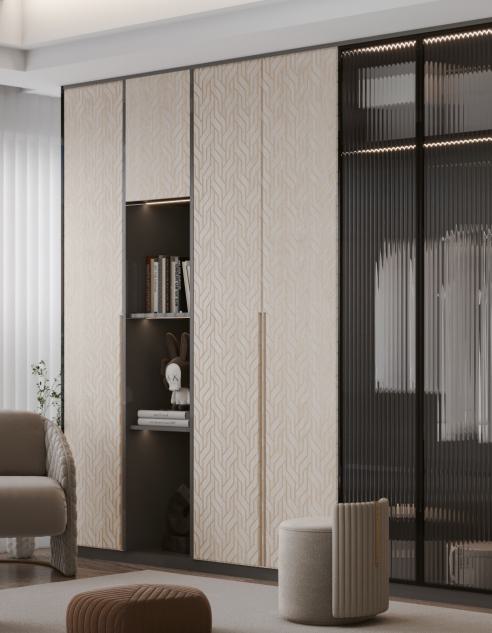 Brown Patterned Charcoal Louver Designer 8x2 Ft - Tr 9639
