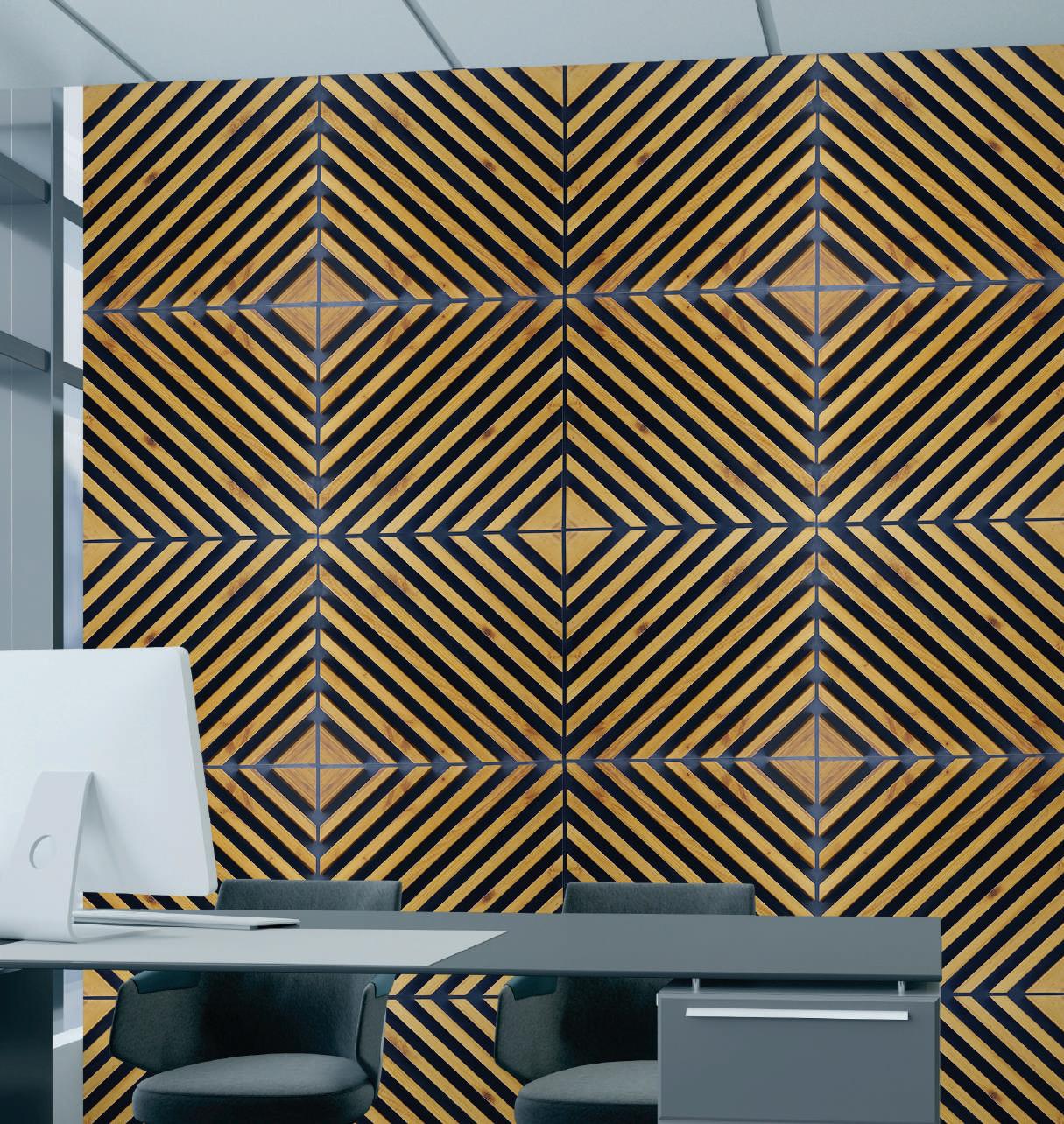 Brown Patterned Charcoal Louvers Designer 9x0.93 Ft - Wk06