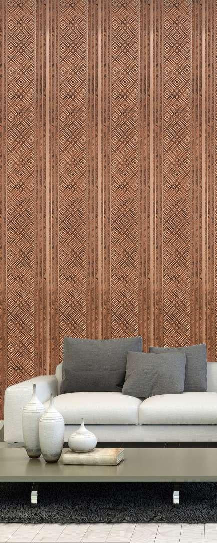 Brown Stone Charcoal Louvers Panel Marble & 8x1 Ft - Ed 9115