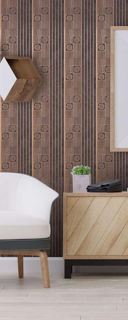 Brown Stone Charcoal Louvers Panel Marble & 8x1 Ft - Ed 9126