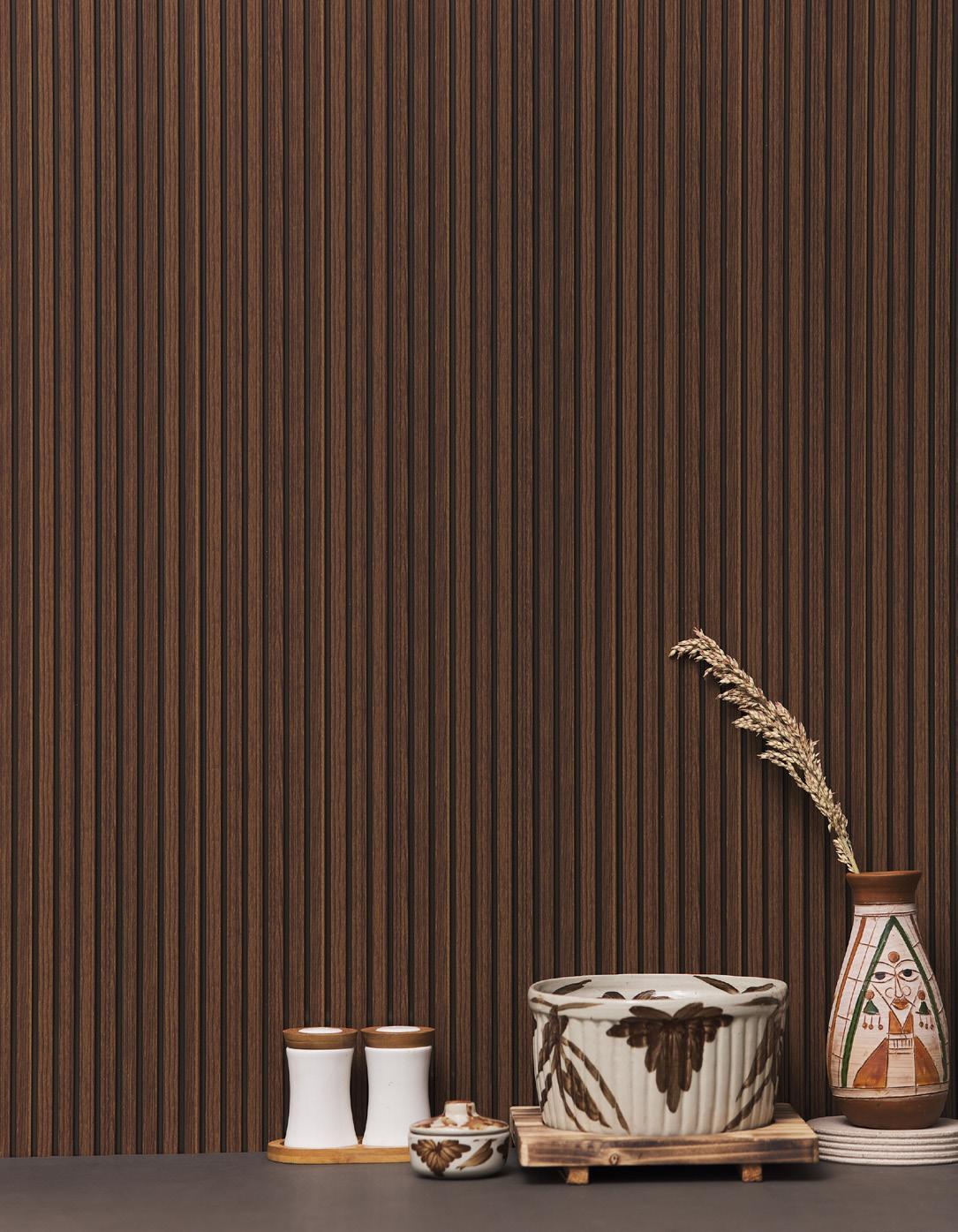Rang Charcoal Louver Wood Brown 8x1 Ft - Ra 8110
