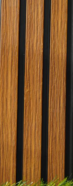 Premium Charcoal Panel Wood Louvers Brown 8x0.1 Ft - Pn 03485