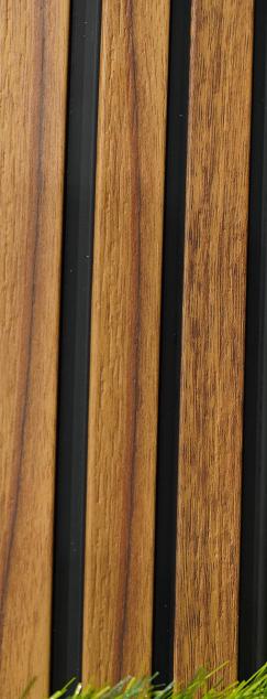 Premium Charcoal Panel Wood Louvers Brown 8x0.1 Ft - Pn 03487