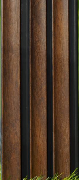 Premium Charcoal Panel Wood Louvers Brown 8x0.1 Ft - Pn 03496