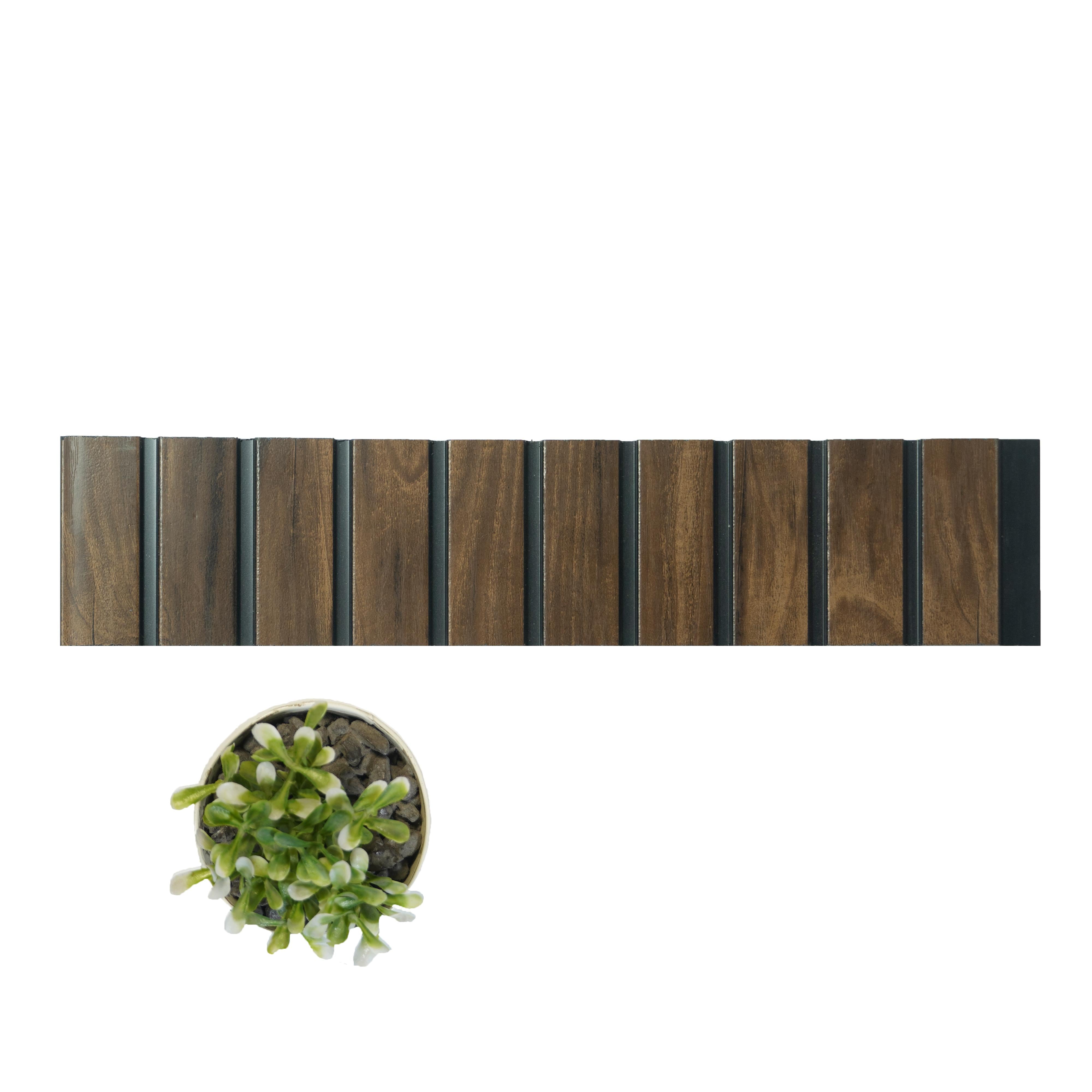 Wooden Charcoal Louver Wood Brown 8x1 Ft - Pn 00769