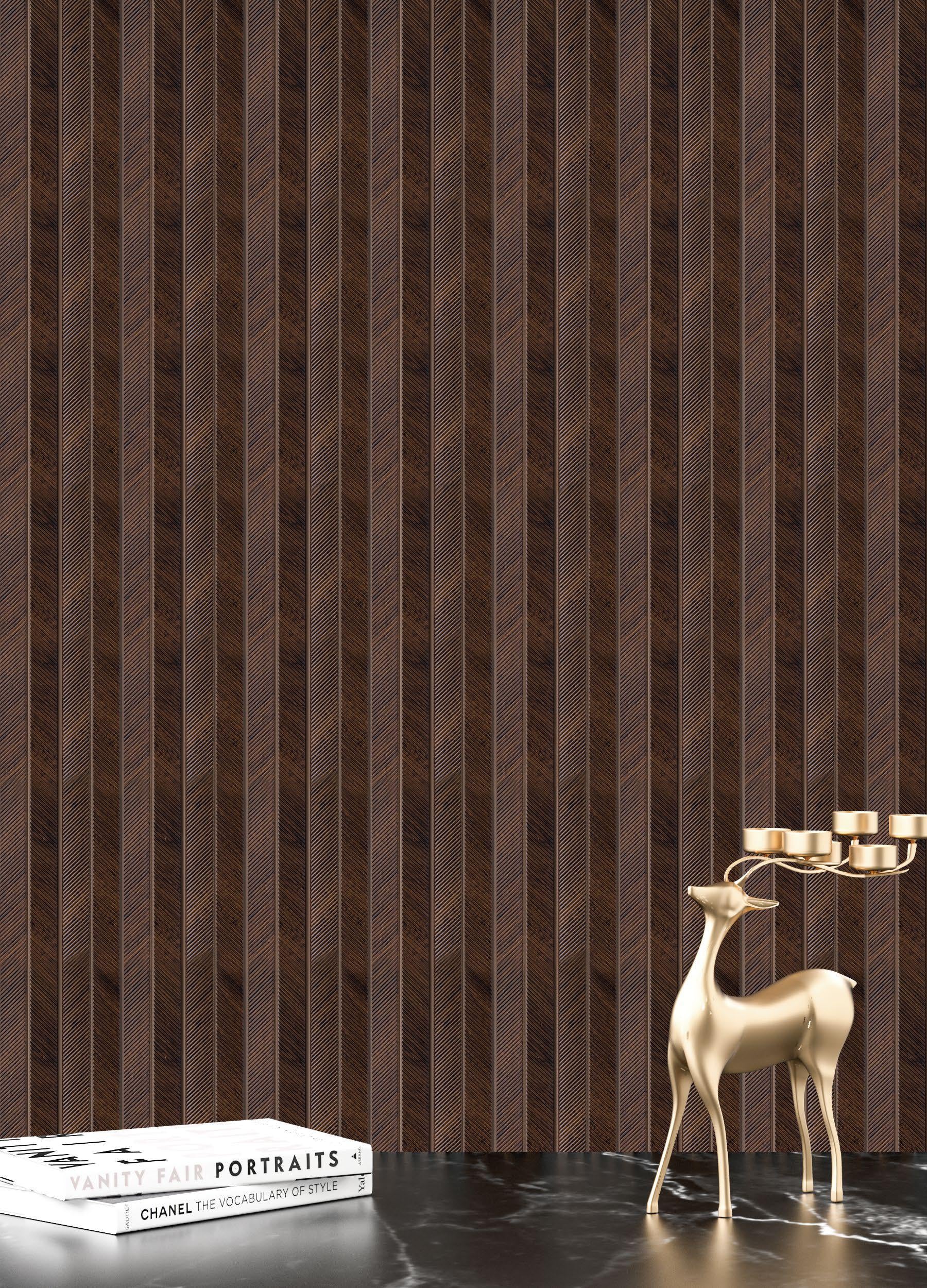 Premium Charcoal Panel Wood Louvers Brown 8x0.39 Ft - Pn 05273