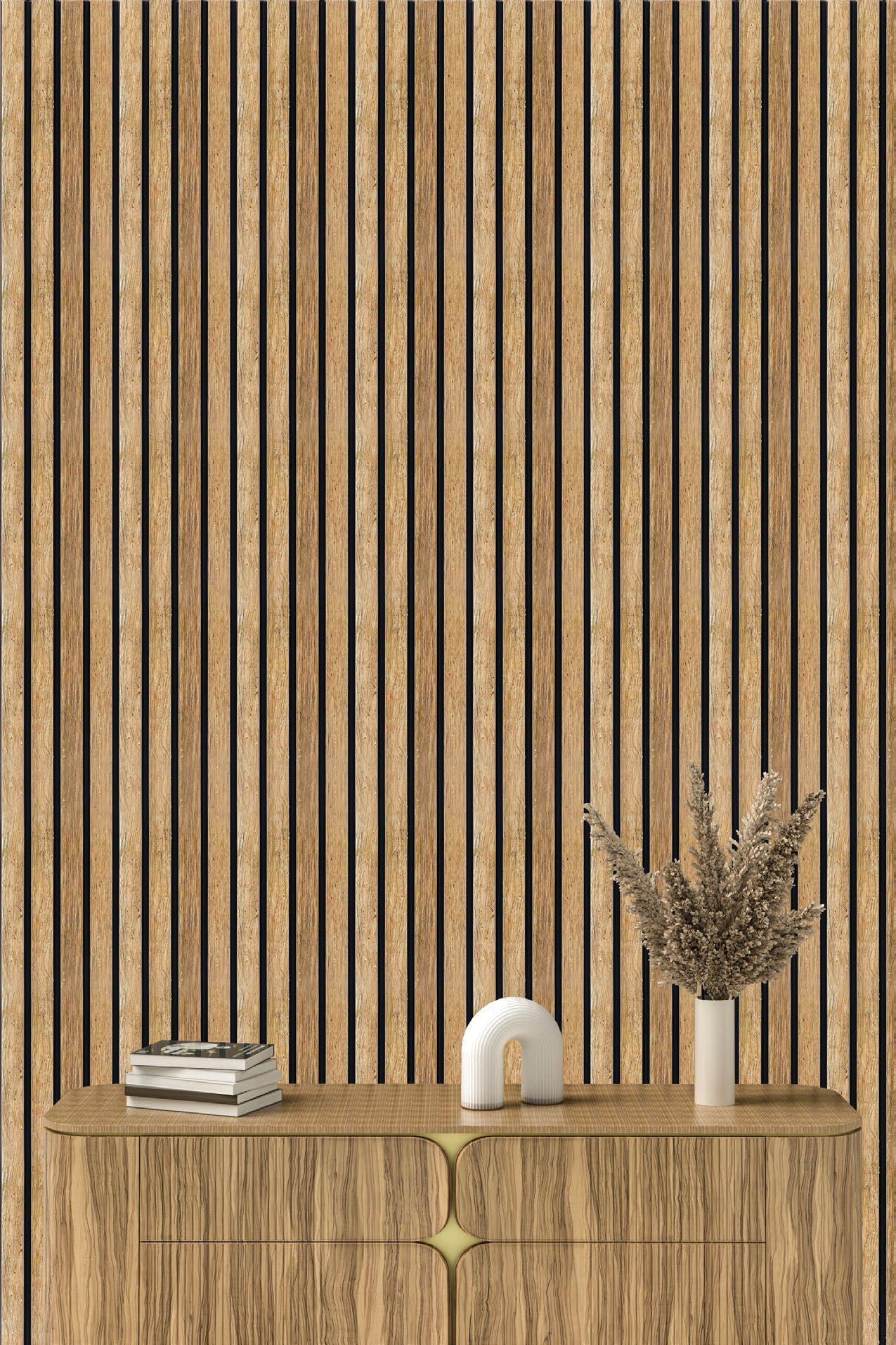 Premium Charcoal Panel Wood Louvers Brown 8x0.41 Ft - Pn 05277