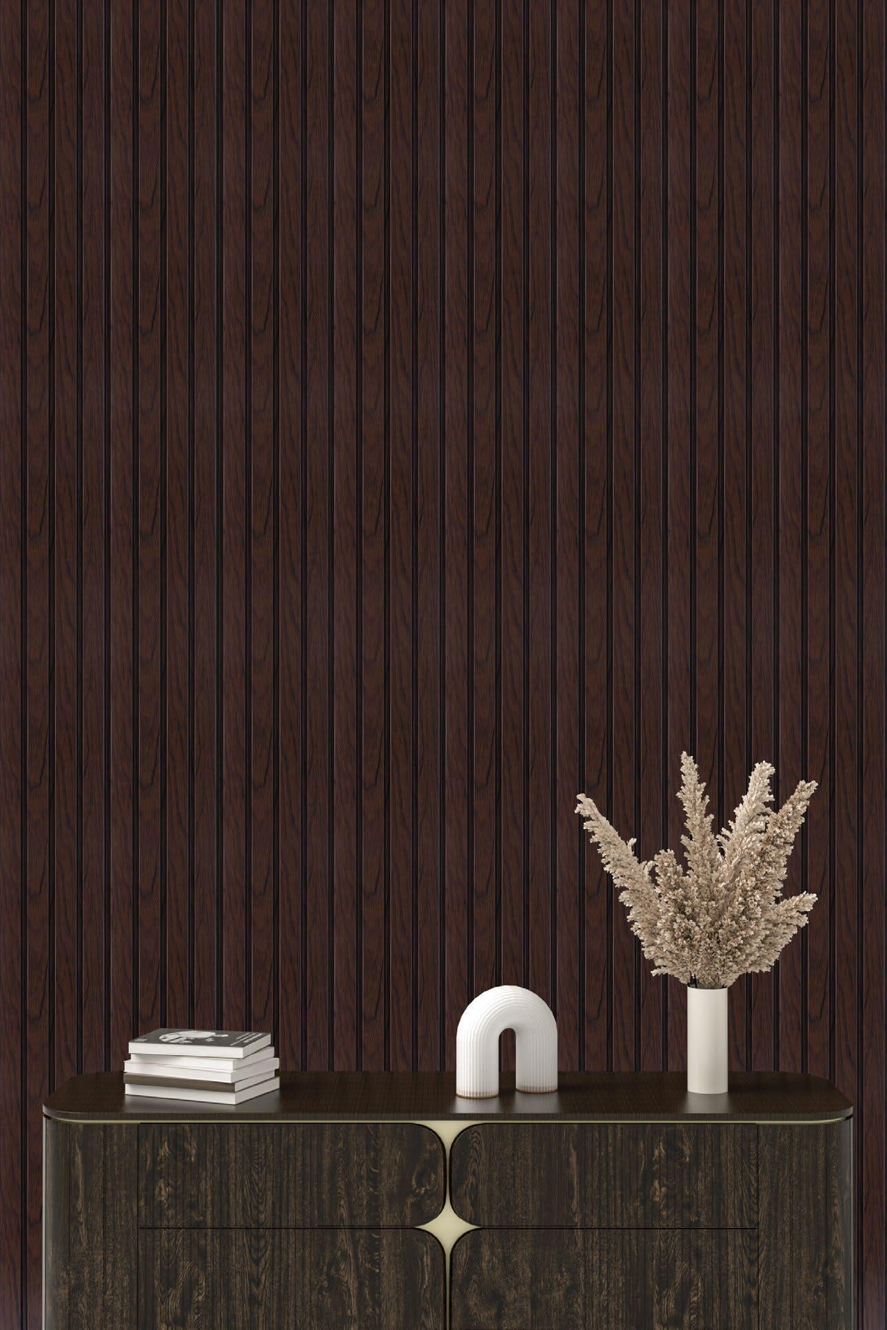 Premium Charcoal Panel Wood Louvers Brown 8x0.41 Ft - Pn 05278