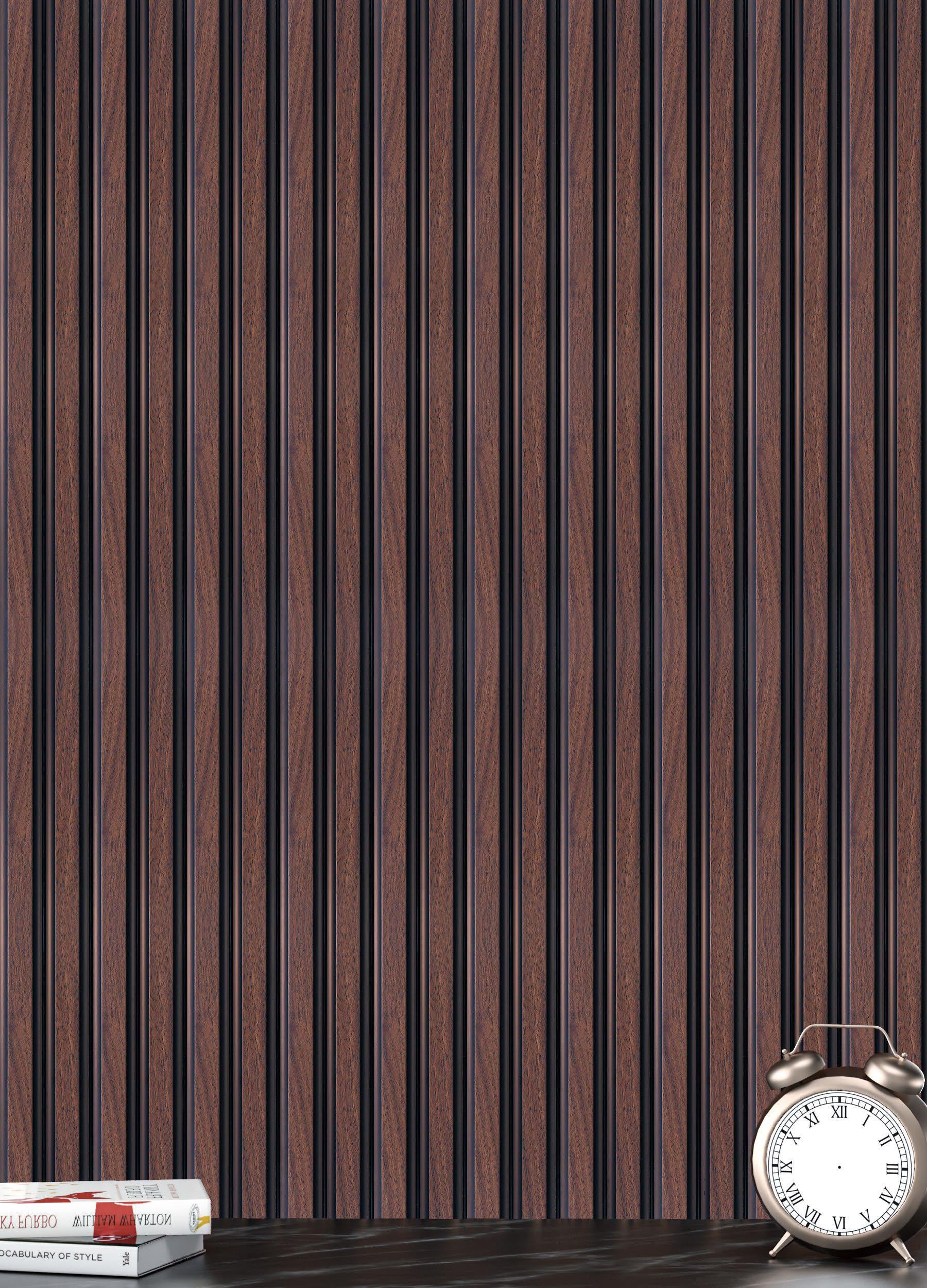 Premium Charcoal Panel Wood Louvers Brown 8x0.41 Ft - Pn 05303