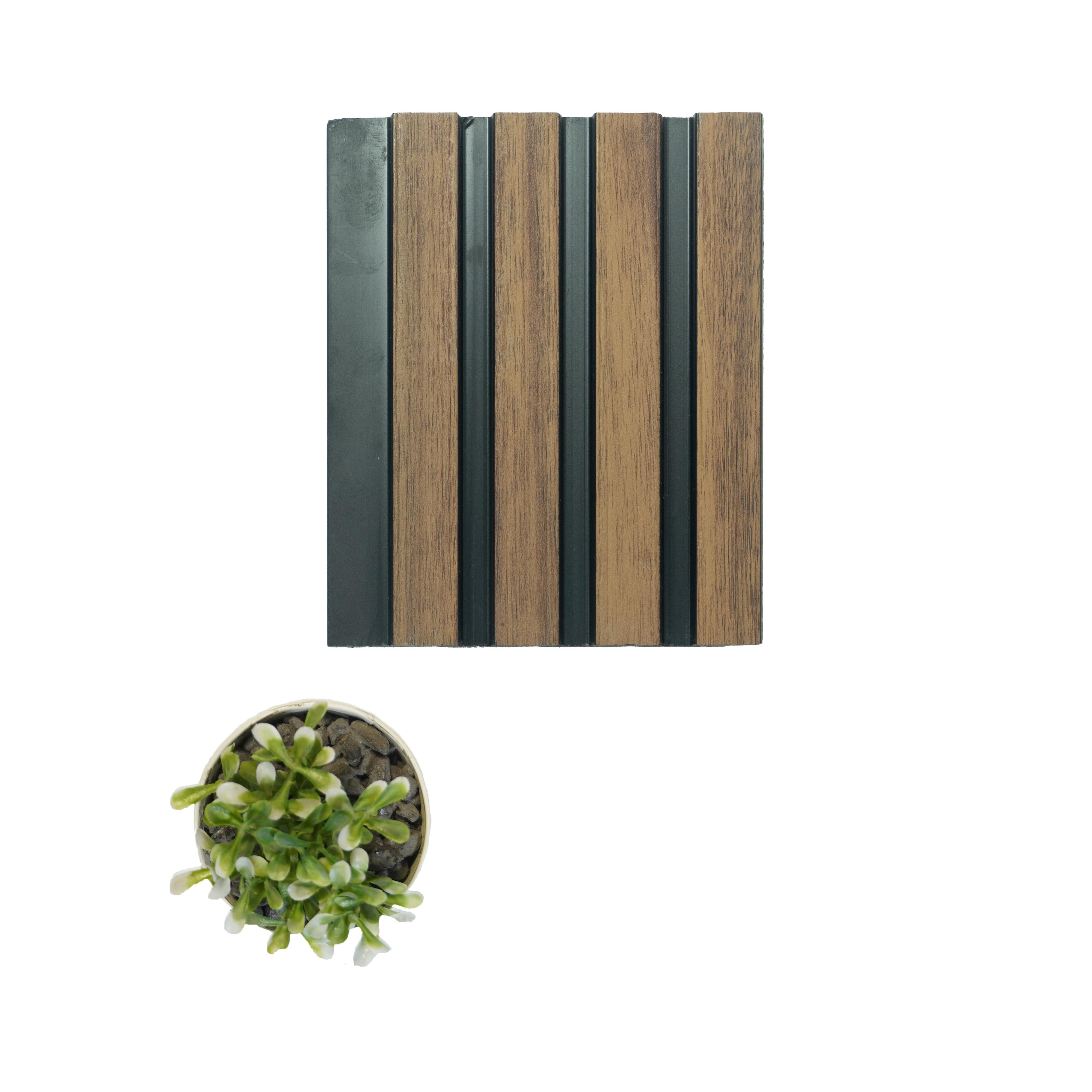 Premium Charcoal Panel Wood Louvers Brown 8x0.4 Ft - Pn 00643
