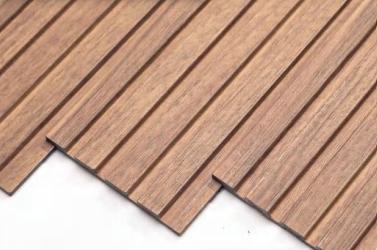 Wooden Charcoal Louvers Panel Wood Brown 8x0.4 Ft - Pn 00647