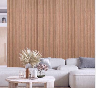 Wooden Charcoal Louvers Panel Wood Brown 8x0.4 Ft - Pn 00647