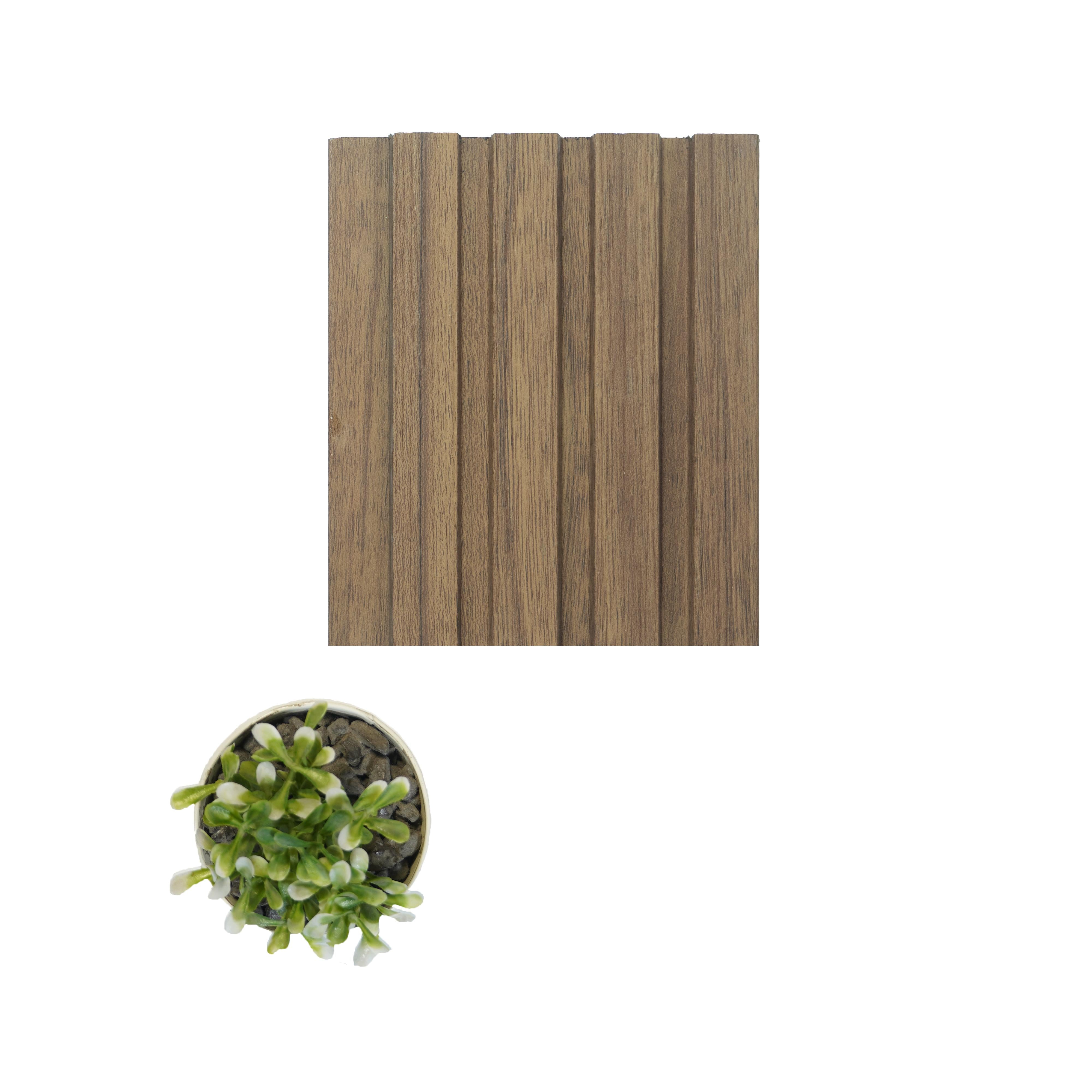 Wooden Charcoal Louvers Panel Wood Brown 8x0.4 Ft - Pn 00647