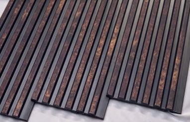 Premium Charcoal Panel Wood Louvers Brown 8x0.4 Ft - Pn 00649
