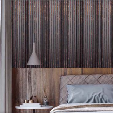 Premium Charcoal Panel Wood Louvers Brown 8x0.4 Ft - Pn 00649