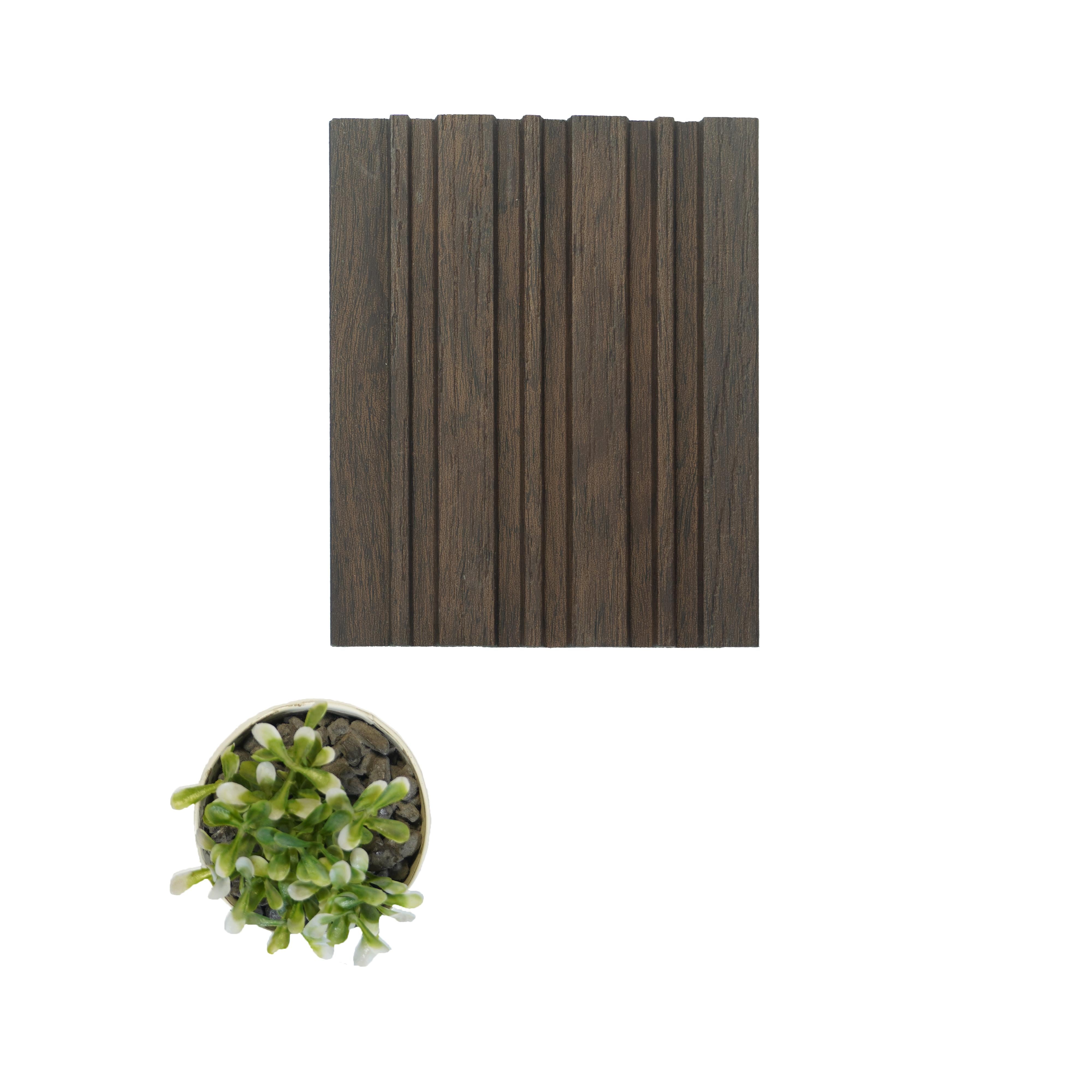 Premium Charcoal Panel Wood Louvers Brown 8x0.4 Ft - Pn 00653