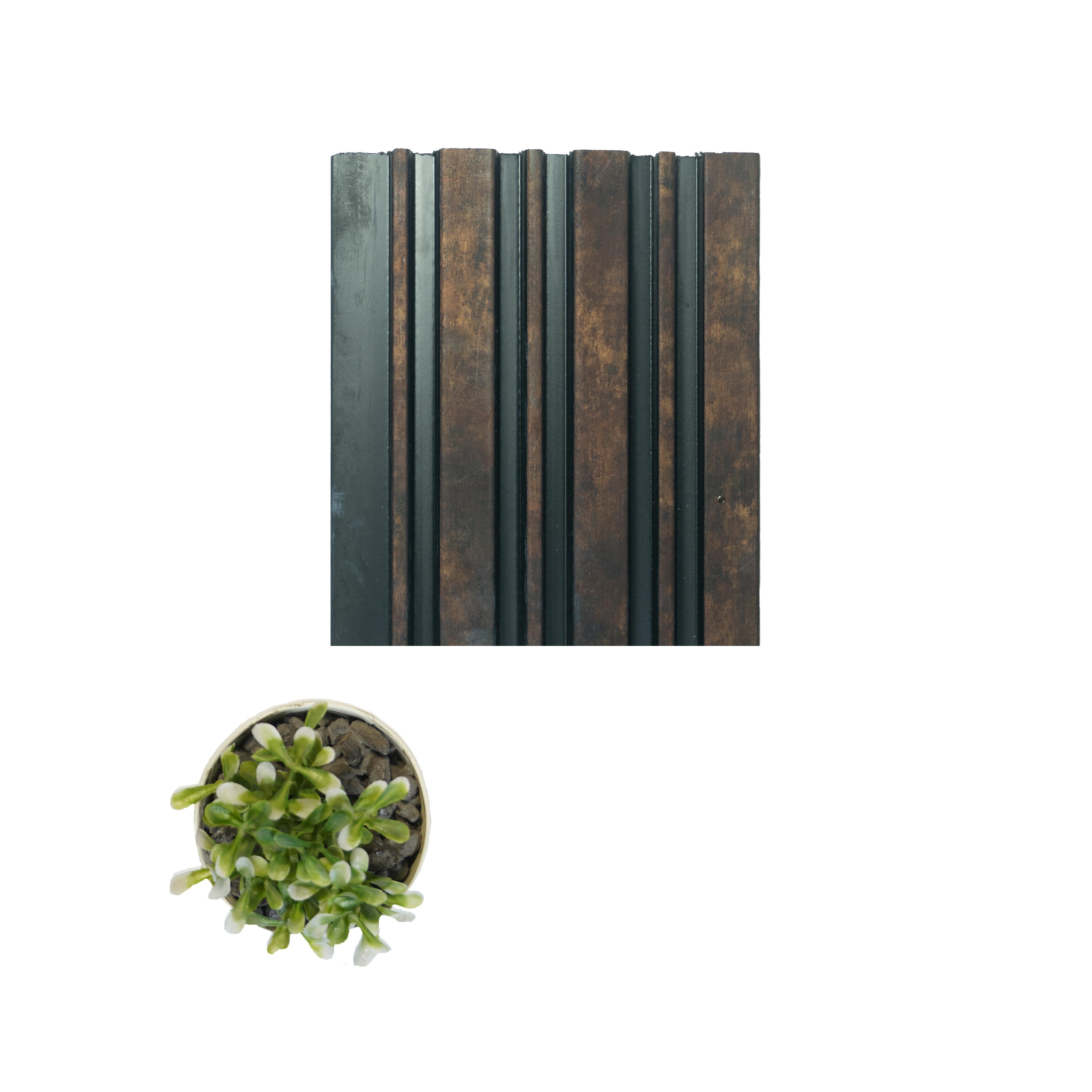 Premium Charcoal Panel Wood Louvers Brown 8x0.4 Ft - Pn 00655