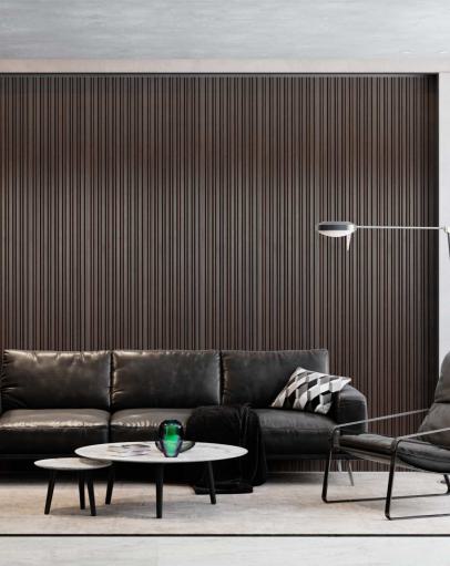 Premium Charcoal Panel Wood Louvers Brown 8x0.4 Ft - Pn 03423