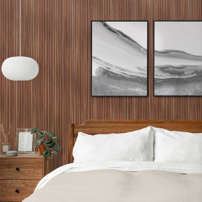 Premium Charcoal Panel Wood Louvers Brown 8x0.52 Ft - Pn 00530